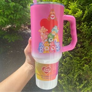 Care Bears Pink and White 40 oz Stainless Steel Tumbler with Lid and Straw